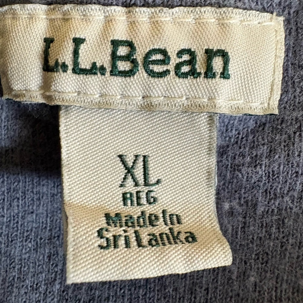 LL Bean Hoodie Mens XL Blue Full Zip 100% Organic Cotton 504211 Hiking Workwear - Picture 7 of 12